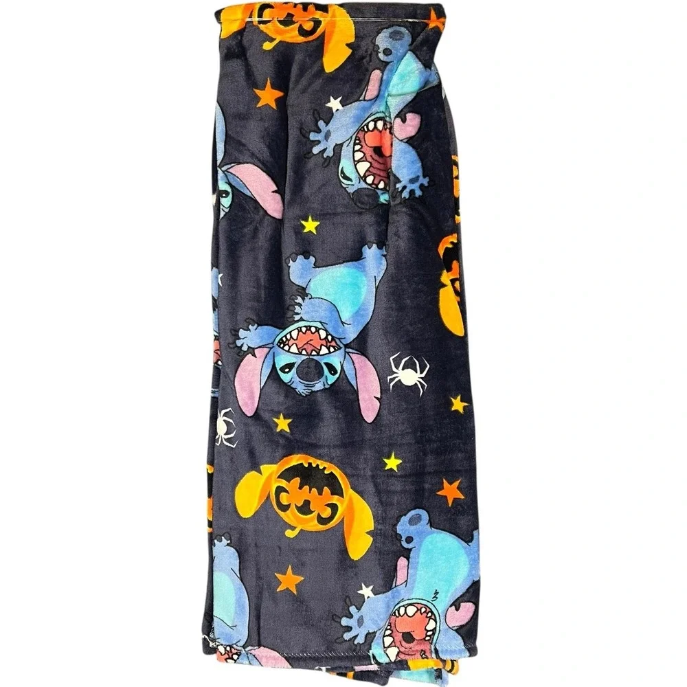 Disney Lilo & Stitch Halloween 2025 Navy Blue Plush Throw Blanket 50